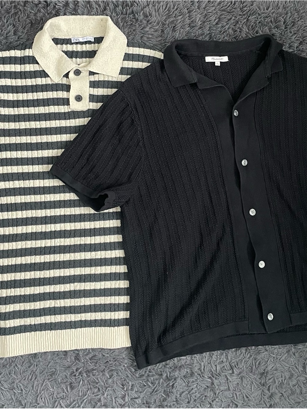 Men Size Large Zara Striped Short-Sleeve Knit Polo Overview Madewell Bundle